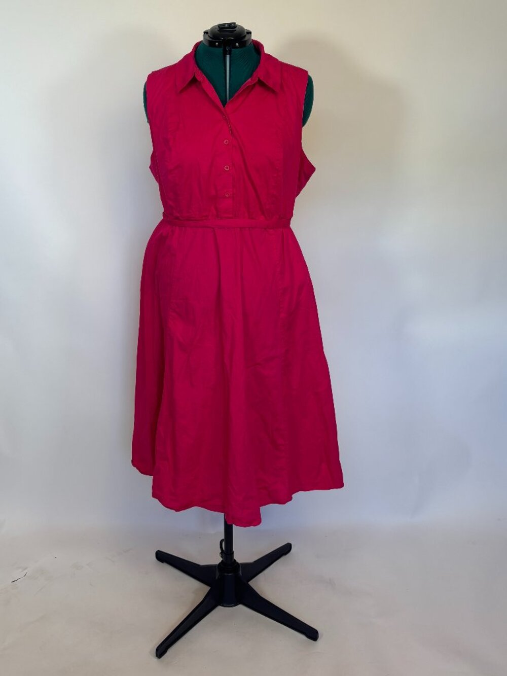 Torrid Hot Pink Sleeveless Collared Half Button Front Dress Size 3X